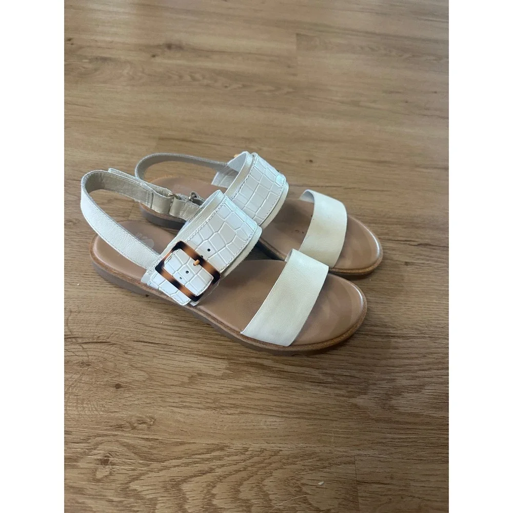 Sorel Ella Classic Slingback Sandals Women 6.5 Chalk Leather NL5075-191